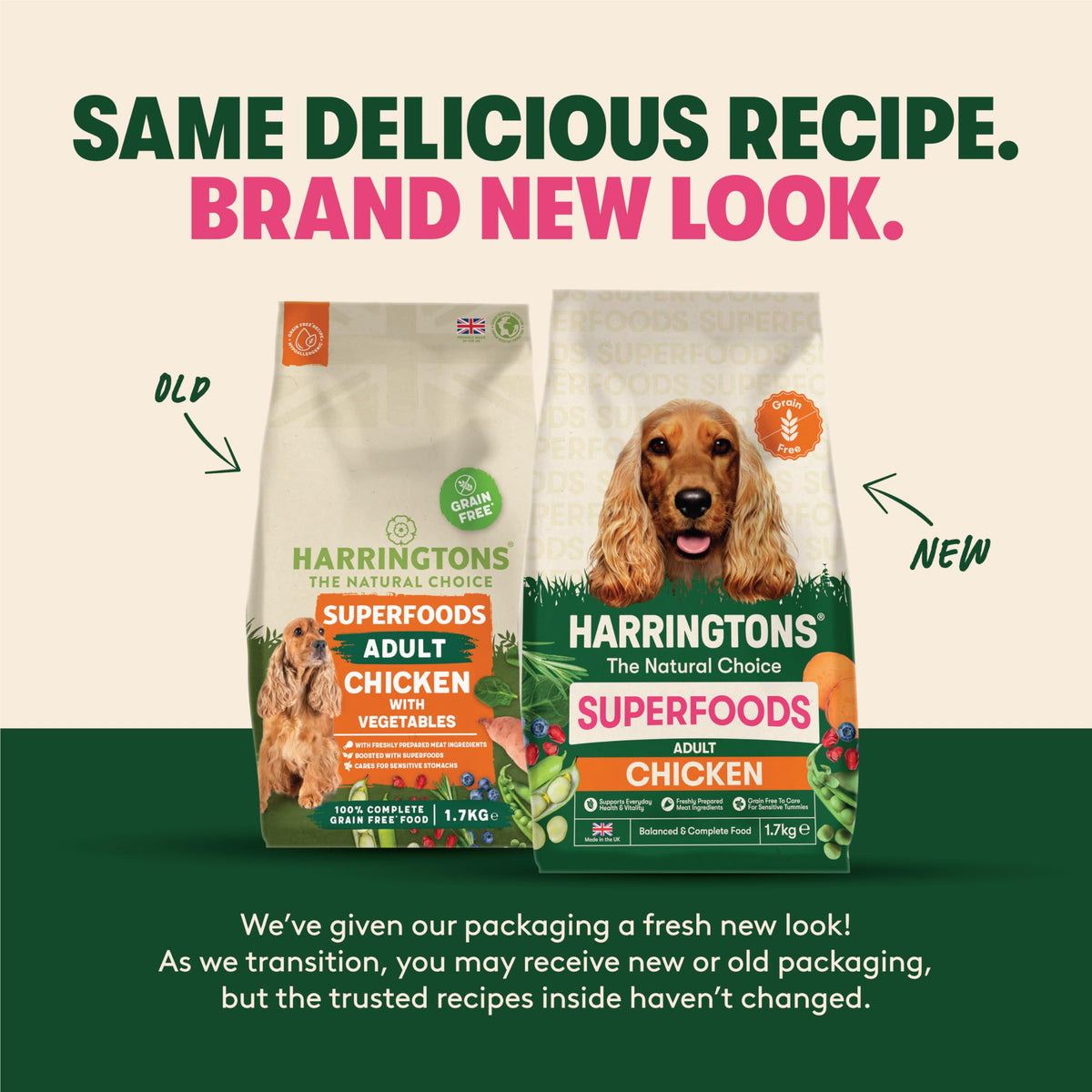 Harringtons Superfoods Complete Grain Free Dry Adult Dog Food Salmon with Veg 12kg - Made with All Natural Ingredients (Packaging may vary)