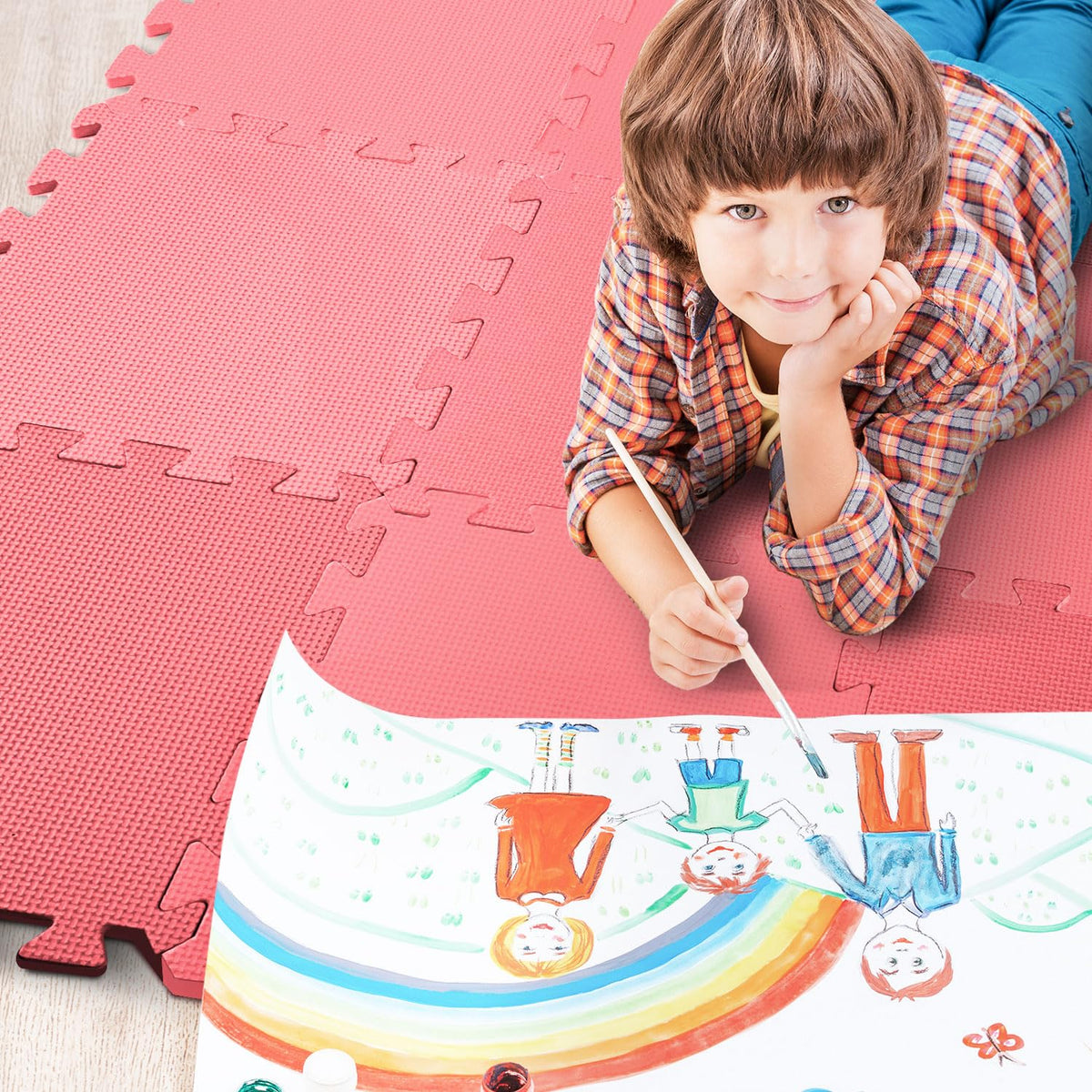 kidoola Foam Baby Play Mat (29x29cm) – Thick & Soft EVA Foam Interlocking Floor Tile Matting for Children – Large Multi Colour, Safe & Comfortable 7mm Thick Play Flooring (9pc)