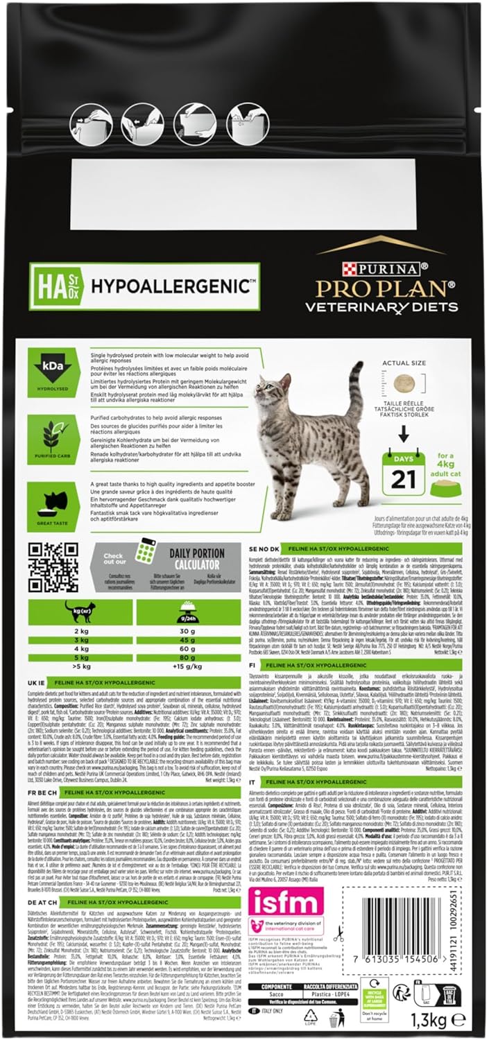 PRO PLAN VETERINARY DIETS HA Hypoallergenic Dry Cat Food 1.3kg