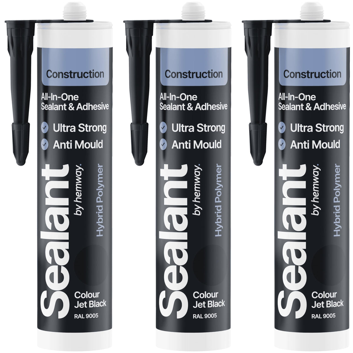 Hemway Kitchen & Bathroom Crystal Clear Sealant & Adhesive 300ml 3 Pack