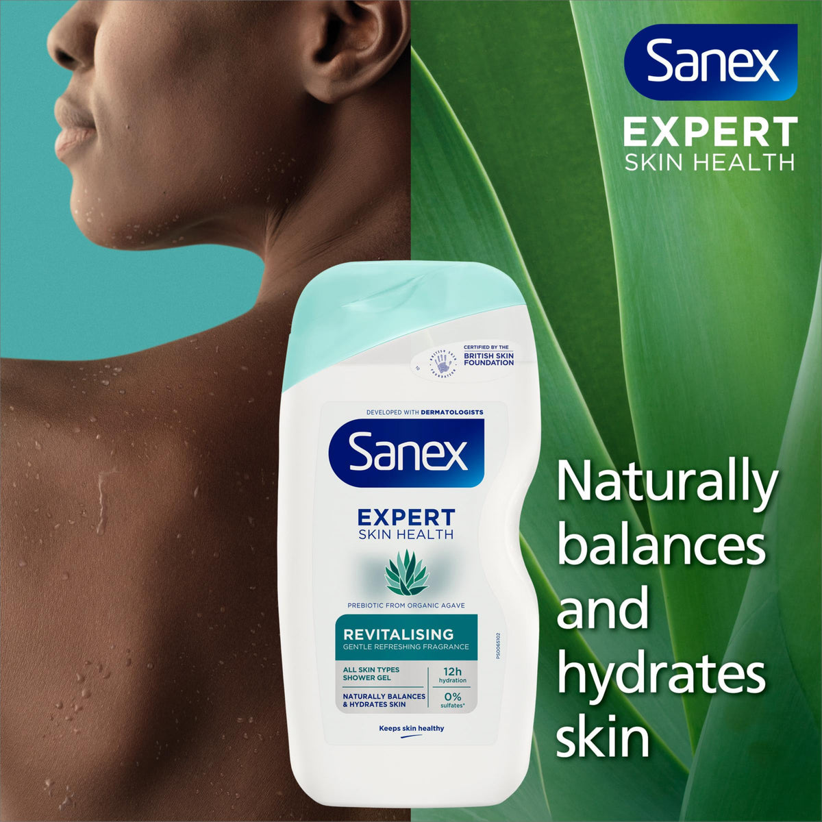 Sanex Body Wash - Expert Skin Health - Hypoallergenic Shower Gel - Dermatologist Tested Gentle for Very Sensitive Skin - Multipack - 6 Pack - 450ml Bottles
