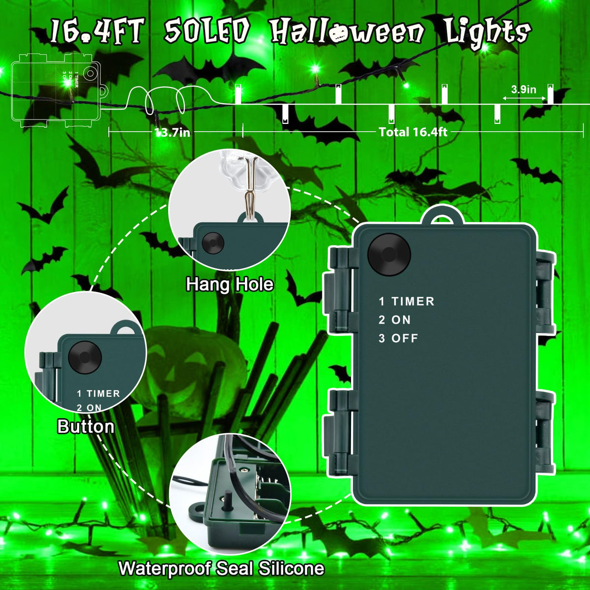 Gcstnn Battery Fairy Lights, 3M/9.8Ft 30LED Battery Powered Fairy Lights Indoor Outdoor with 6h Timer Waterproof String Lights On Green Cable,for Bedroom Christmas Tree Decorations,Garden-Cool White