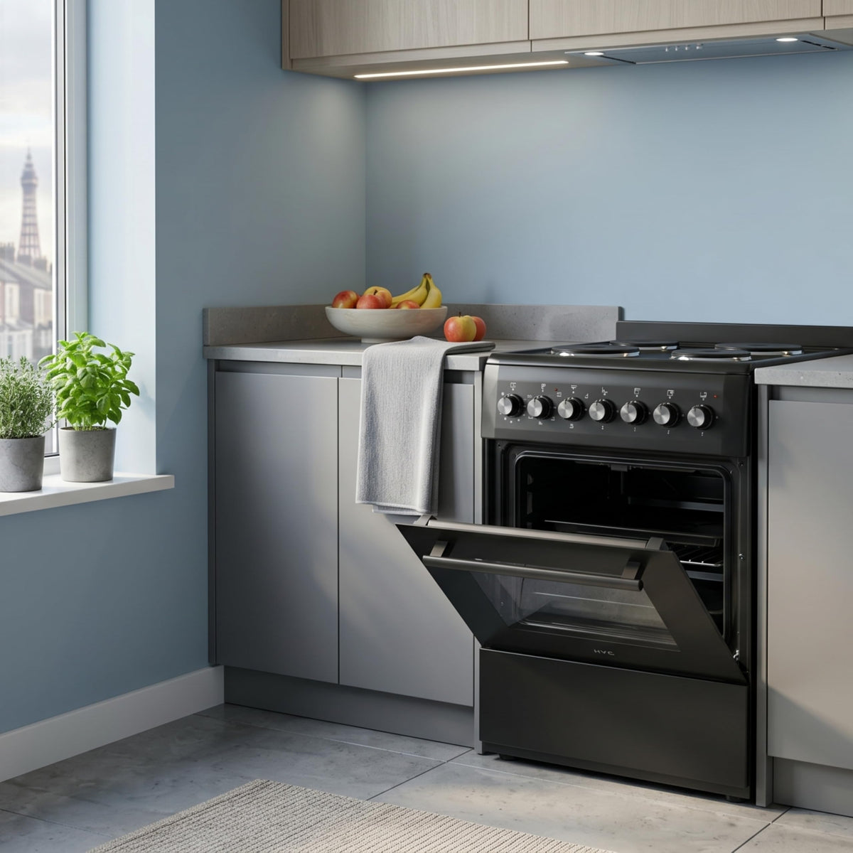 HYE 60cm Freestanding Cooker - Electric Cooker with Kitchen Stove, White