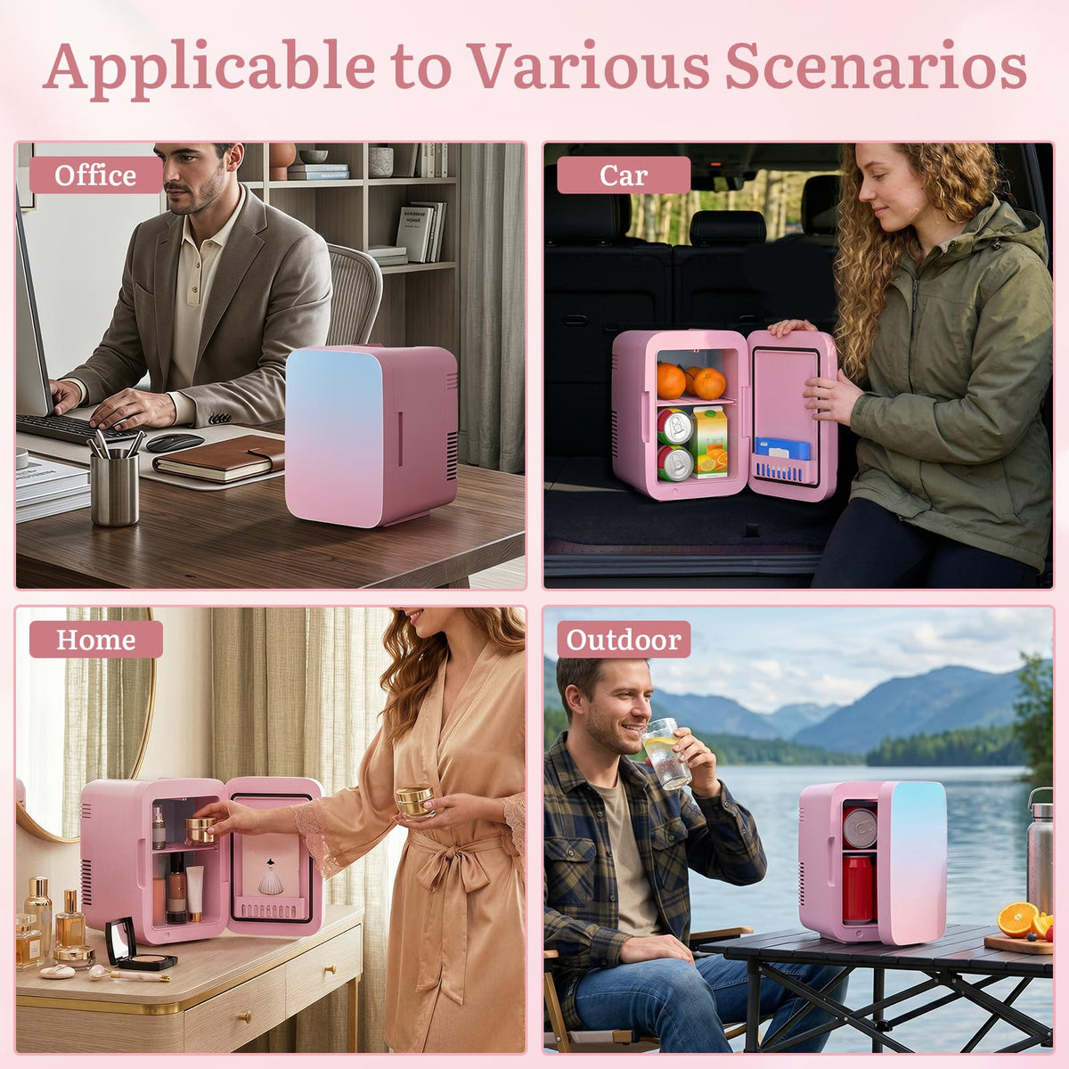 ARTETHYS Mini Fridge for Bedrooms, 10L Small Portable Car Fridges