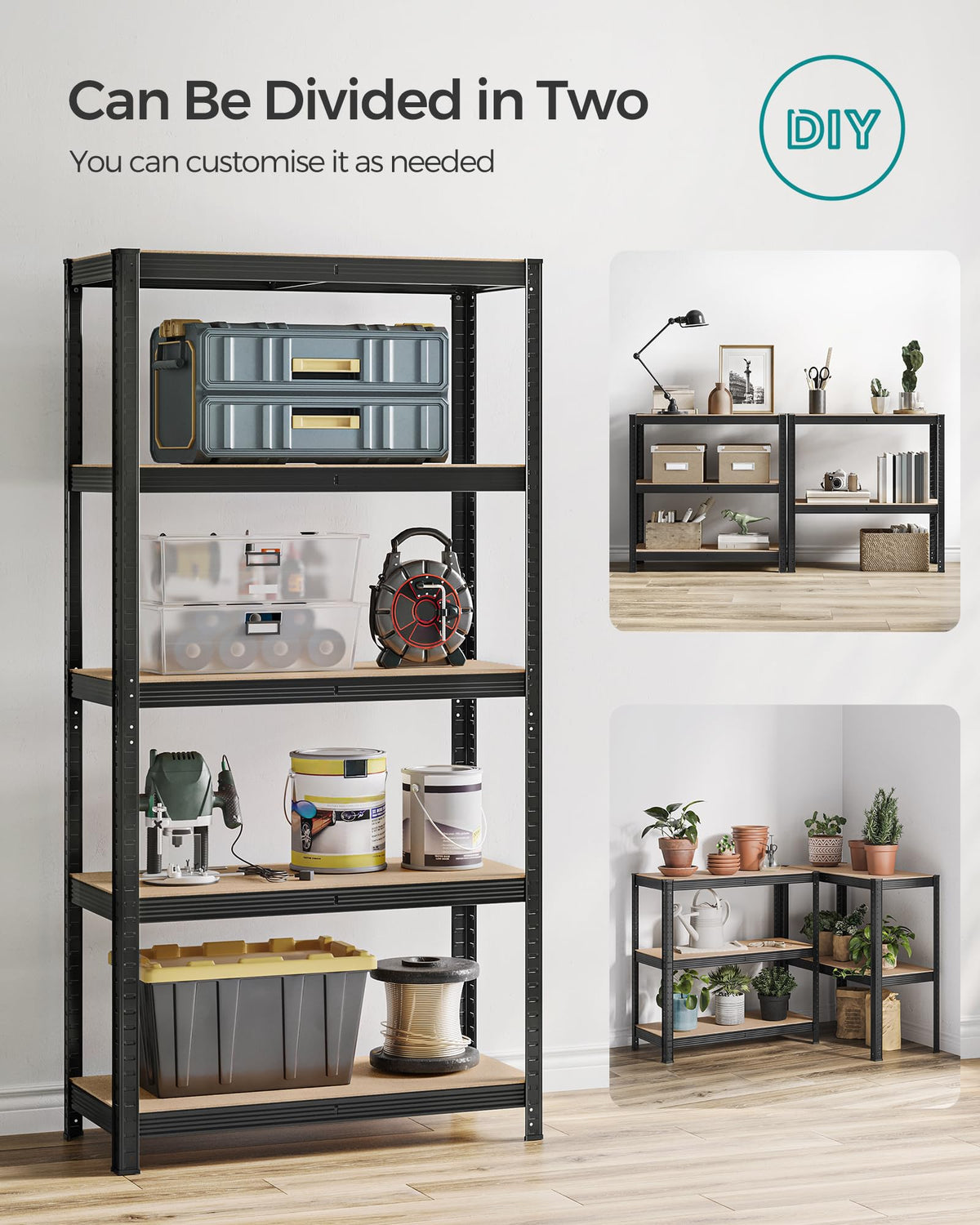 SONGMICS 5-Tier Heavy-Duty Shelving Units, Set of 2, Boltless Assembly