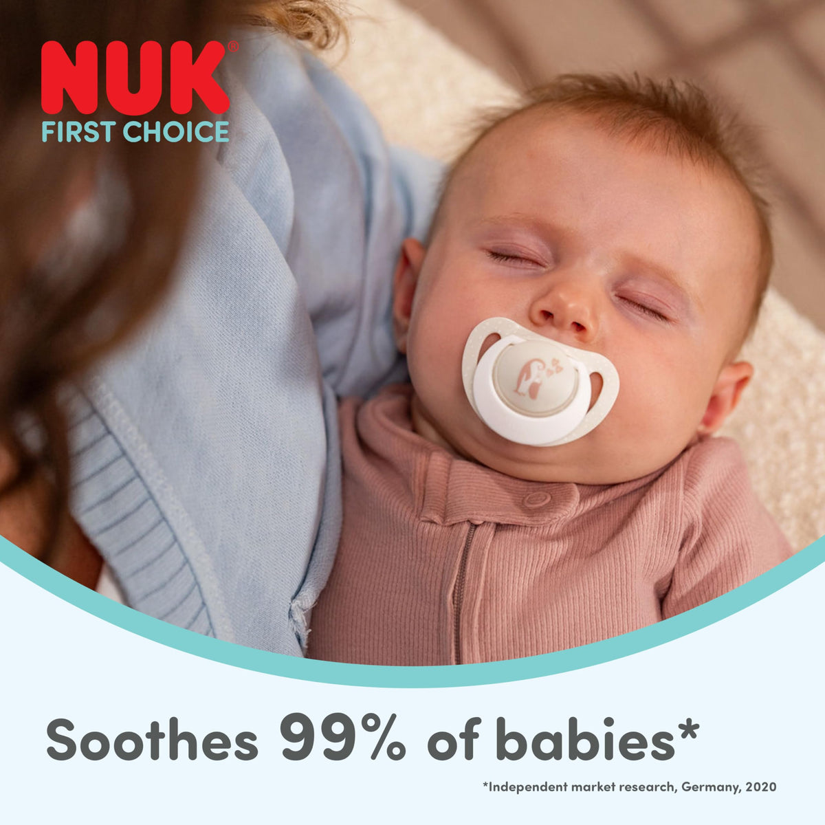 NUK First Choice Baby Dummies | 18-36 Months | Orthodontic Soothers | Soothes 99% of Babies** | Red | 4 Count