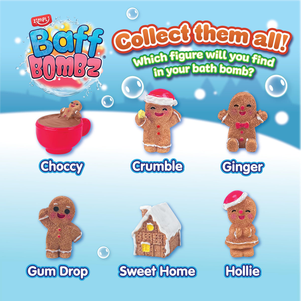 ZIMPLI - Large Christmas Duck Surprise Bath Bomb, 1 of 6 Duck Toys to Collect, One per Baff Bomb, Christmas Toys for Children, Bath Toy Stocking Fillers