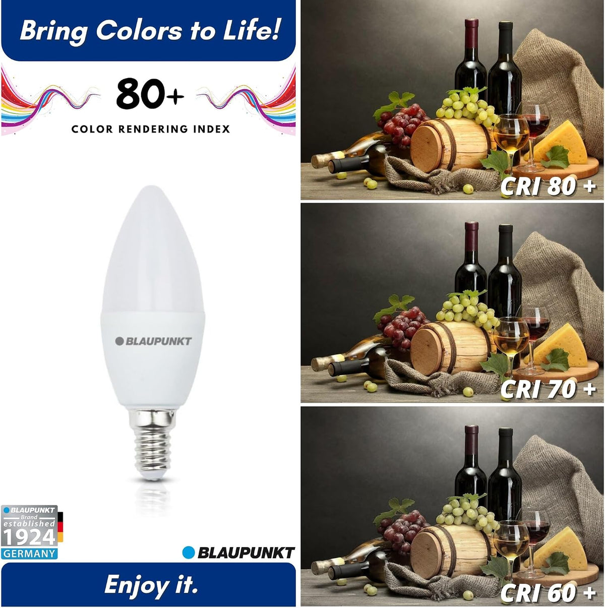 Blaupunkt E14 LED Light Bulb Candle Shape – 10W (Equivalent to 80W - 100W), 820 Lumens, 4000K Neutral White LED – Non‑Dimmable, E14 Screw Base, Energy‑Efficient Home Lighting – Pack of 1