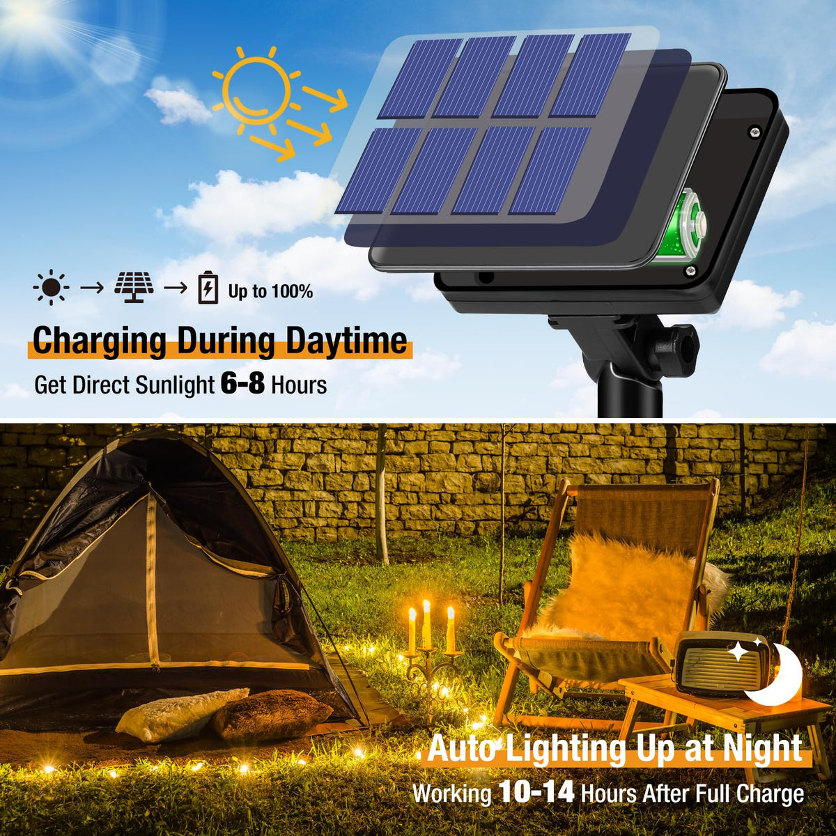 btfarm 2 Pack Solar String Lights Outdoor Garden, 15M/50FT 150 LED