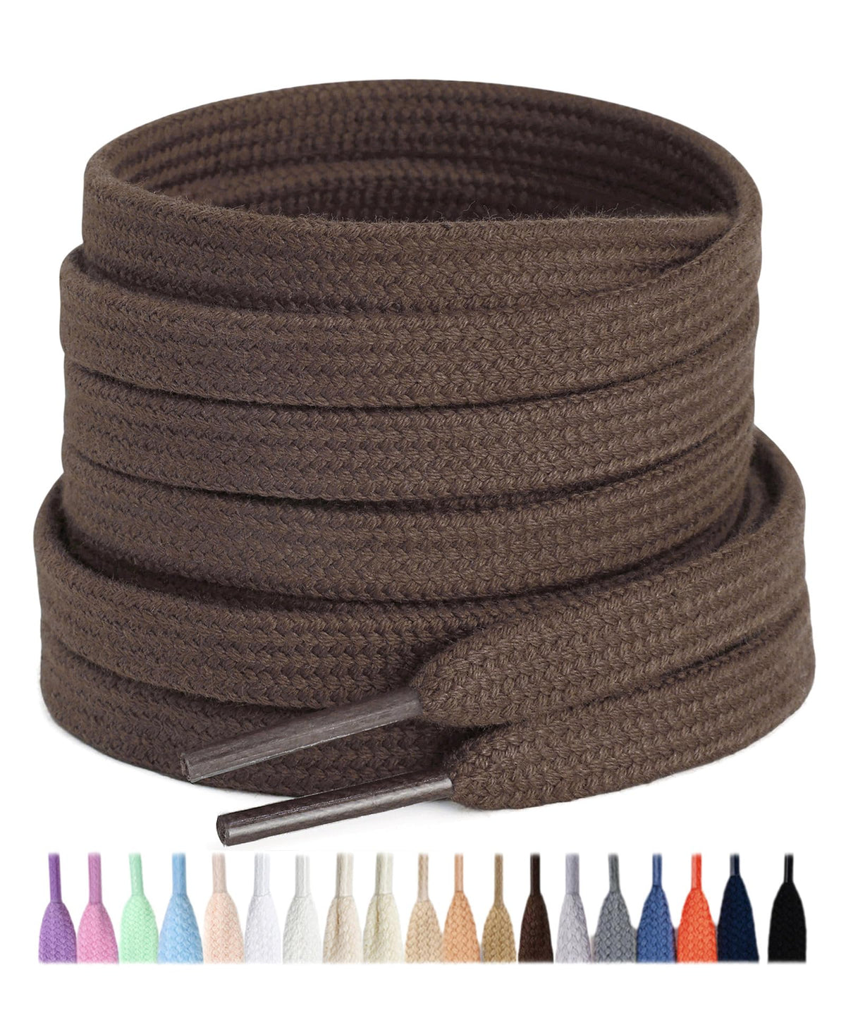Stepace 2 Pairs Cotton Flat Shoe Laces 8mm Wide Shoelaces for Sneaker