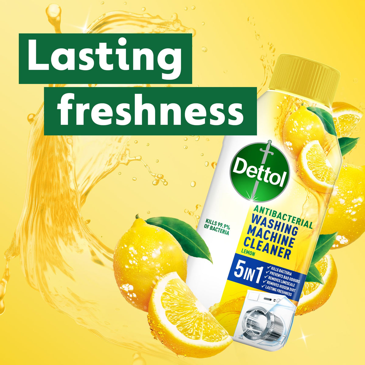 Dettol Washing Machine Cleaner, Pine, Antibacterial, 250ml