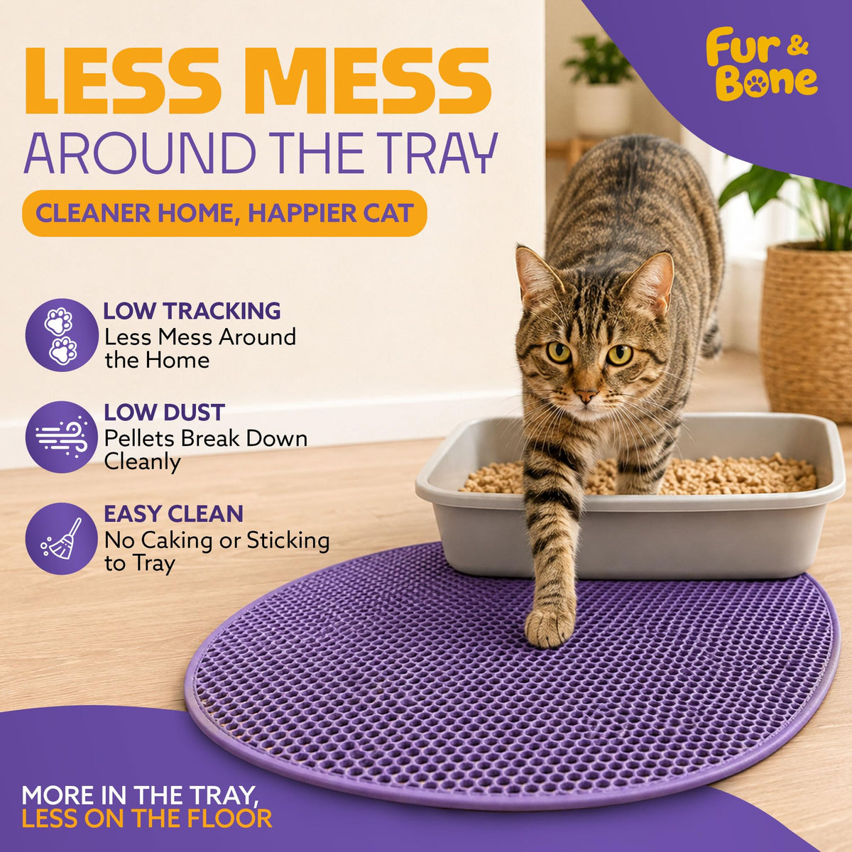 Fur & Bone Cat Litter Wooden Pellets 30L - Non-Clumping, Ultra-Absorbent