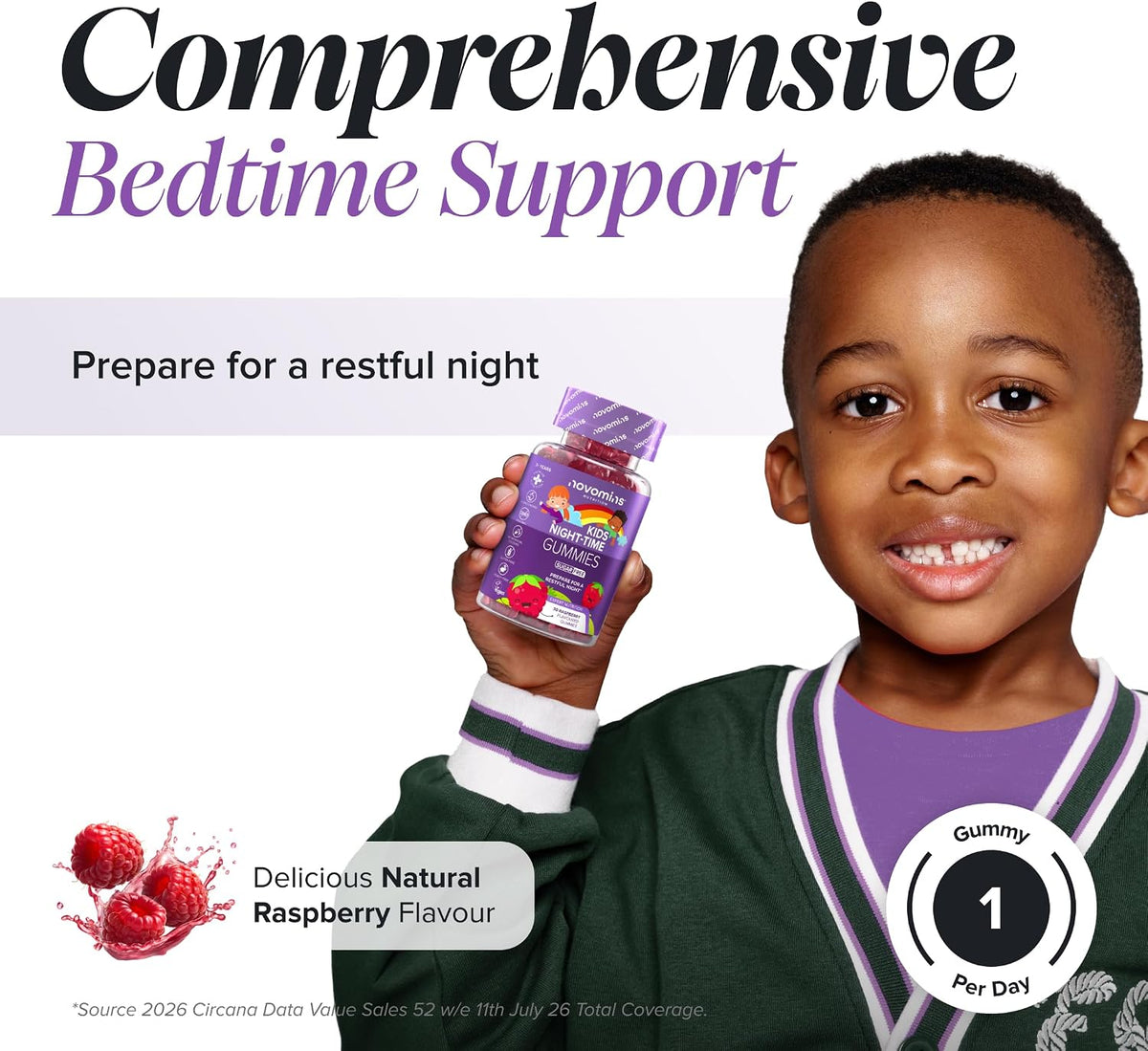 Kids Night-Time Gummies | Magnesium, L-Theanine, Vitamin B | Novomins