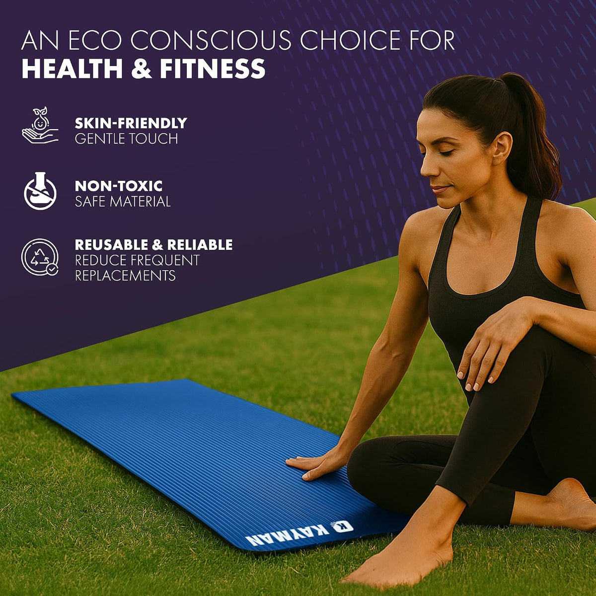 KAYMAN Yoga Mat - Non-Slip Extra Thick 8mm NBR Foam, Exercise Mat, 180x60cm
