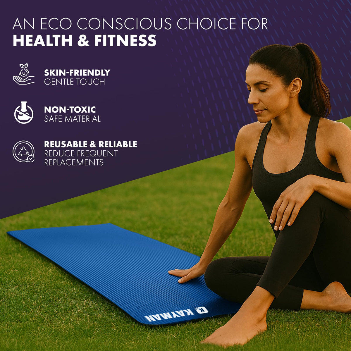 KAYMAN Yoga Mat - Non-Slip Extra Thick 8mm NBR Foam, Exercise Mat, 180x60cm