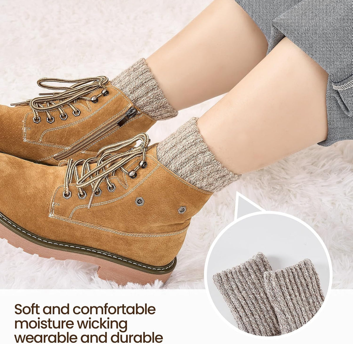 Niorasen Women's Thermal Socks, 3 Pairs Full Cushioned, Cosy Gift Winter