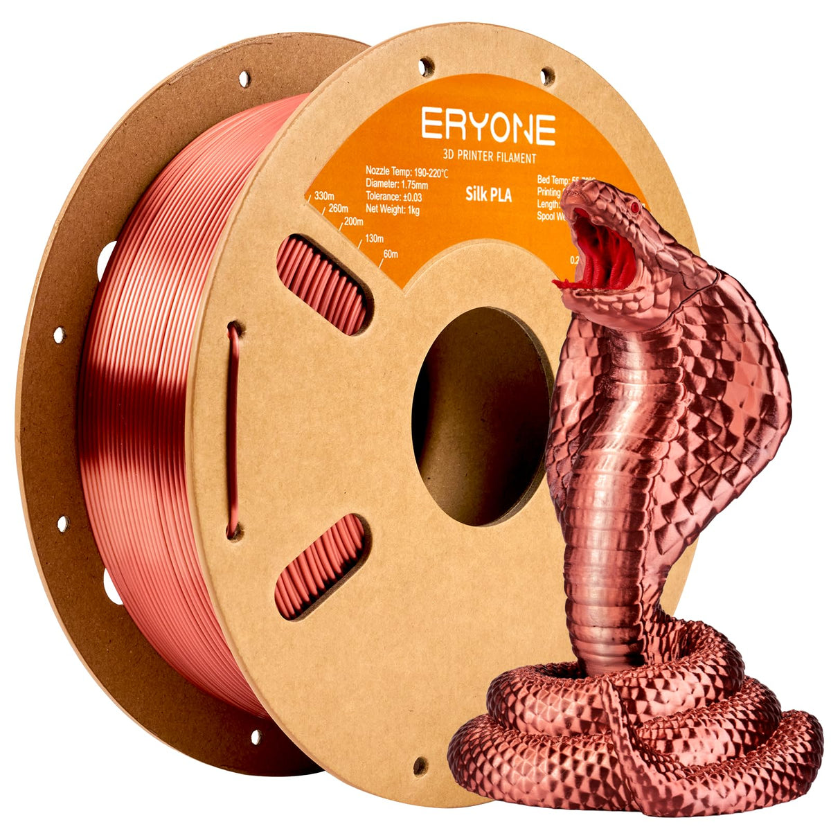ERYONE Silk PLA Filament 1.75mm,3D Printer Filament PLA,Shiny Glossy PLA Filament,+/-0.03mm,1kg(2.2lbs)/Spool,Silk Liquid Gold