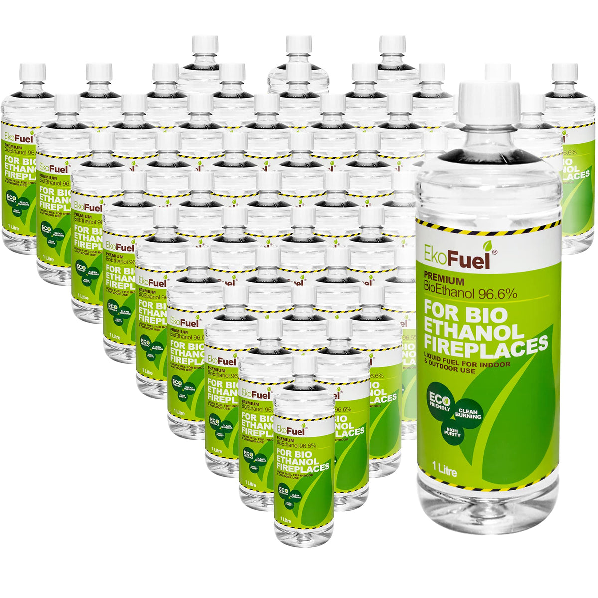 EKOFUEL (12 x 1 Litre) Premium Bioethanol Fuel – Liquid Fuel for Fires Pits, Fireplace | High Purity Clean Burning Bio | Indoor & Outdoor Ethanol Fuel