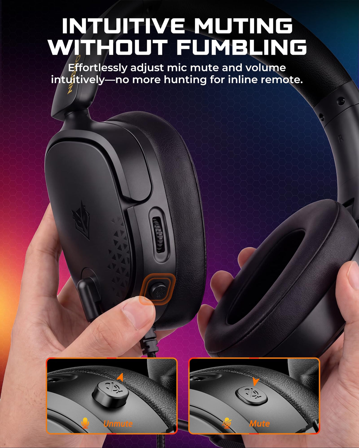 NUBWO HG04L Gaming Headset for PS5/PS4, Xbox Series X|S/Xbox One, Switch – 250g Lightweight, Clear Unidirectional Mic, Soft Memory Earmuffs, 3.5mm Jack for Gaming & Work