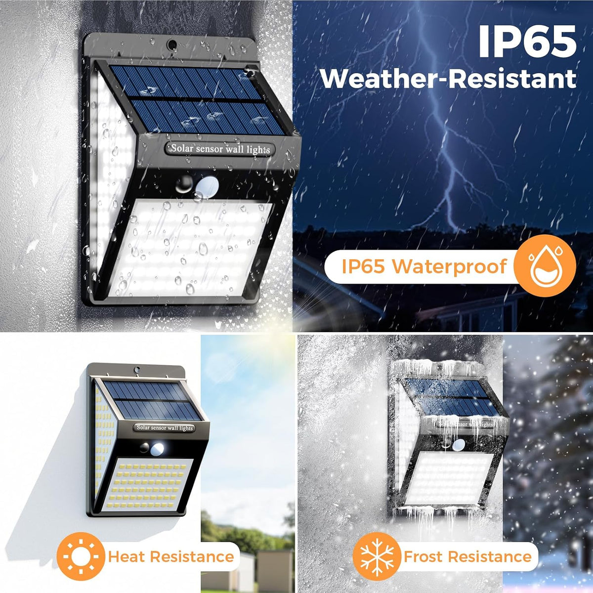litogo [4 Pack White Frame 140LED Solar Security Lights Outdoor, Solar Motion Sensor Lights 270ºWide Angle Waterproof Solar Powered Durable Wall Lights Outside 3 Modes