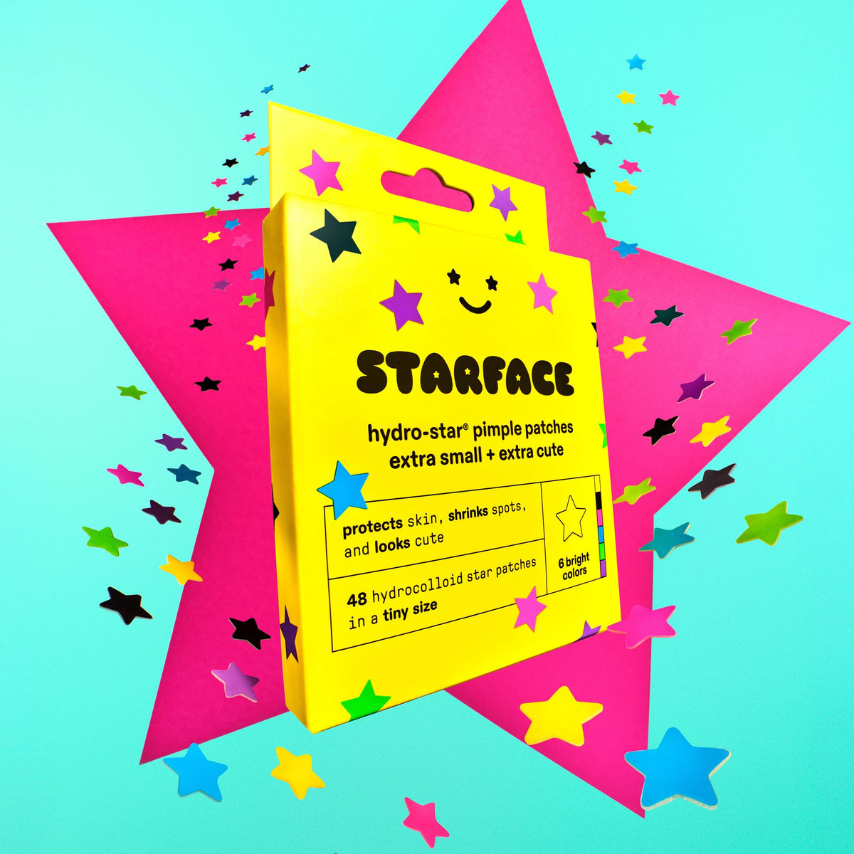 Starface Hydro-Star® Black Hydrocolloid Star-Shaped Pimple Patch, 96 ct