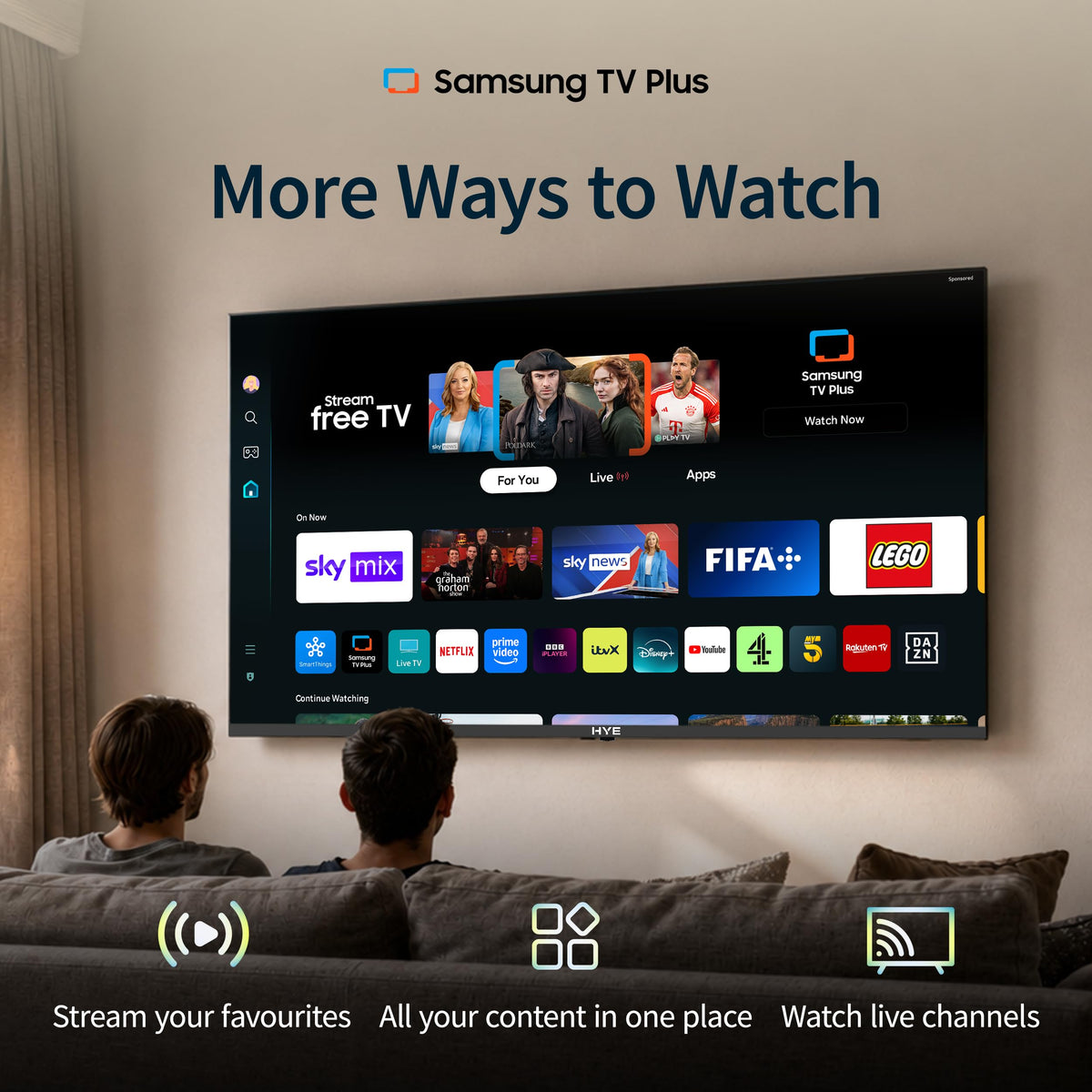 HYE 50" LED Smart TV - 4K Ultra HD, Samsung Tizen OS & Gaming Hub, Black