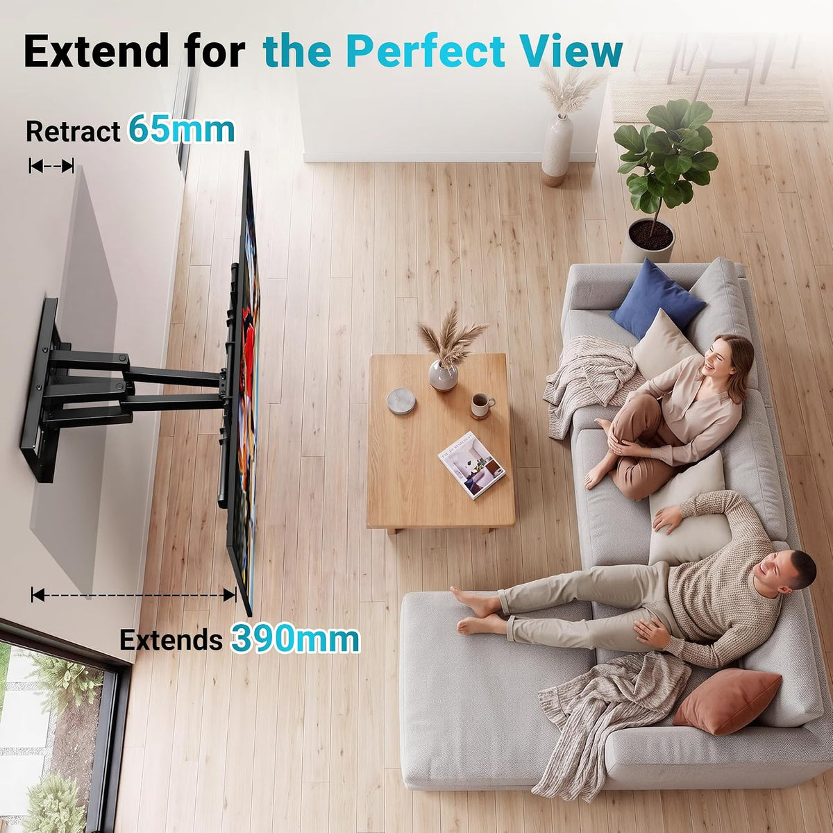 BONTEC TV Wall Bracket for 32-85 Inch TVs, Full Motion TV Wall Mount, 60 kg
