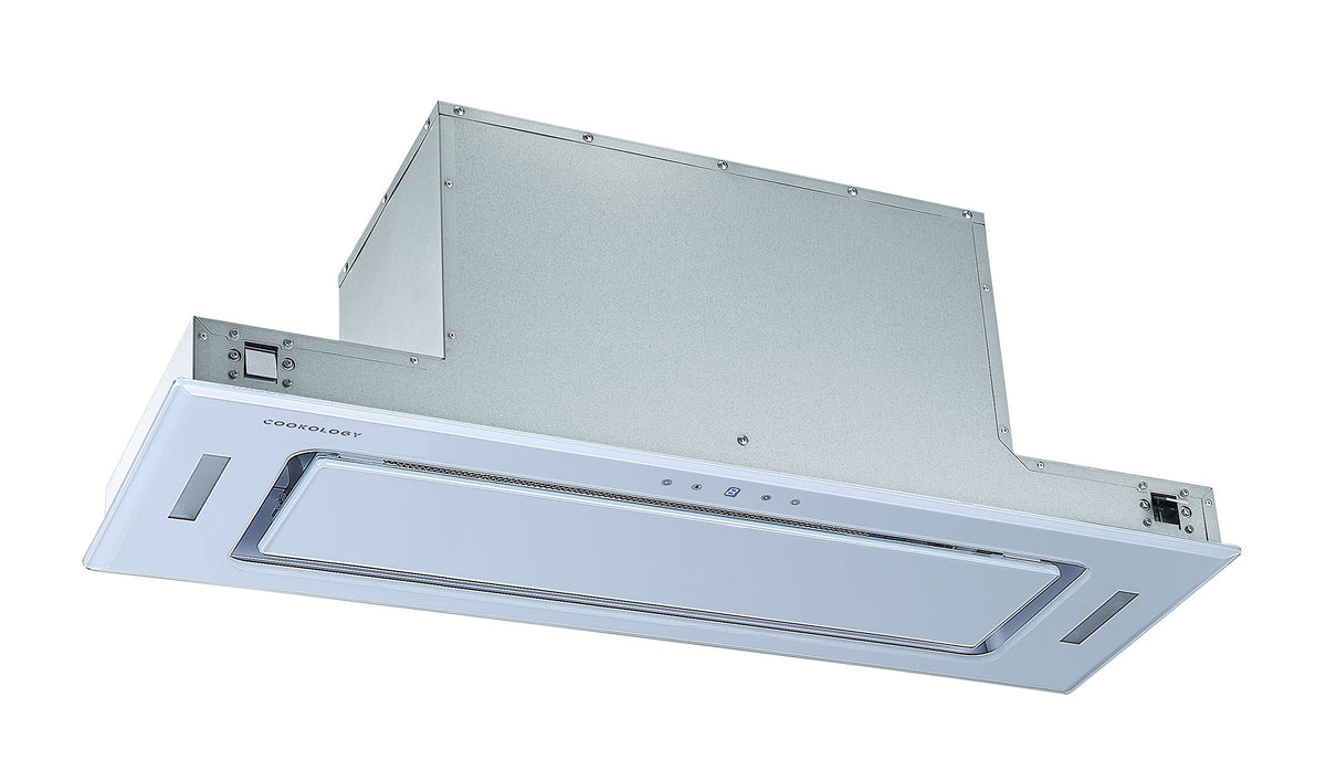 Cookology BUGL750BK Integrated Extractor Fan Cooker Hood in Black - 75cm Width - Built-in Cupboard Glass Canopy - Touch Controls - 2 LED Lights - Switch-off Timer - 3 Speed Settings - A+ Rated