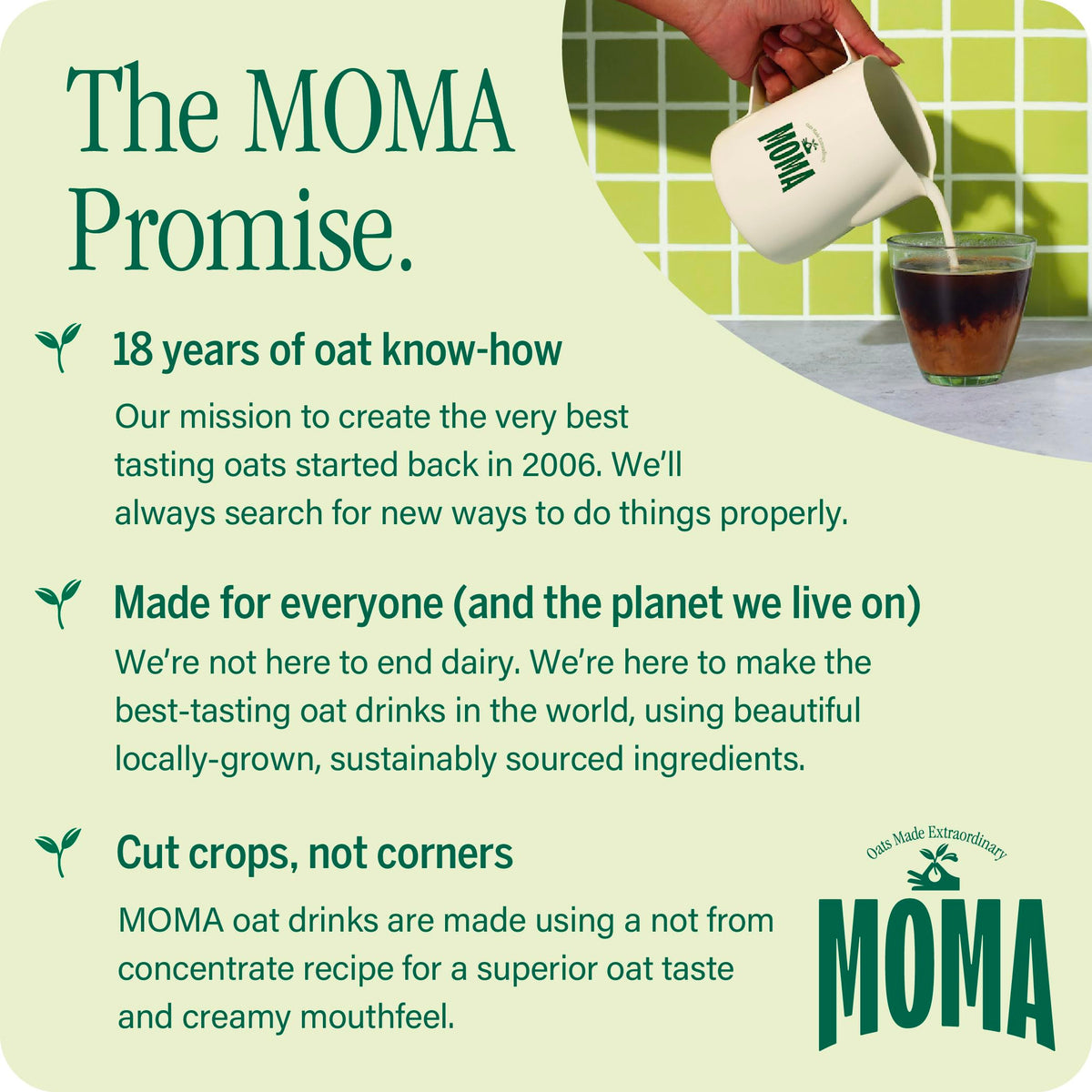 MOMA Pistachio Oat Drink • 1L • No Added Sugar • Vegan, Nut Free & GF