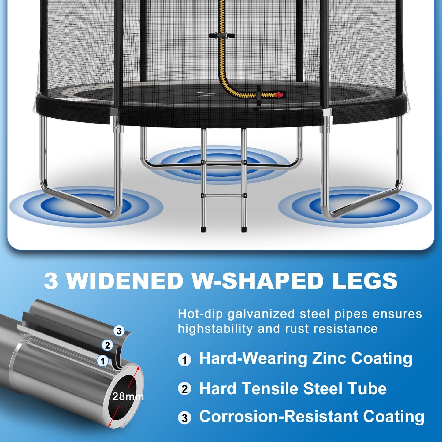 Devoko 7.5ft Rectangular Garden Trampoline with Safety Net — 42 Springs, Padded Edges