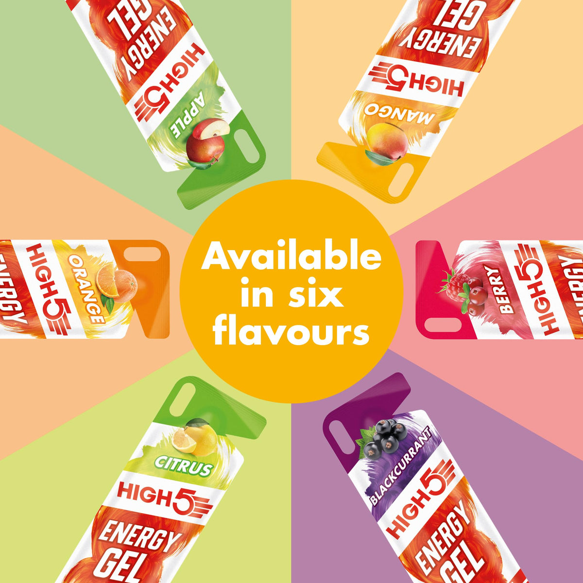 HIGH5 Energy Gels, Running Gel for Fast & Sustained Energy, Mixed, 8 x 40g