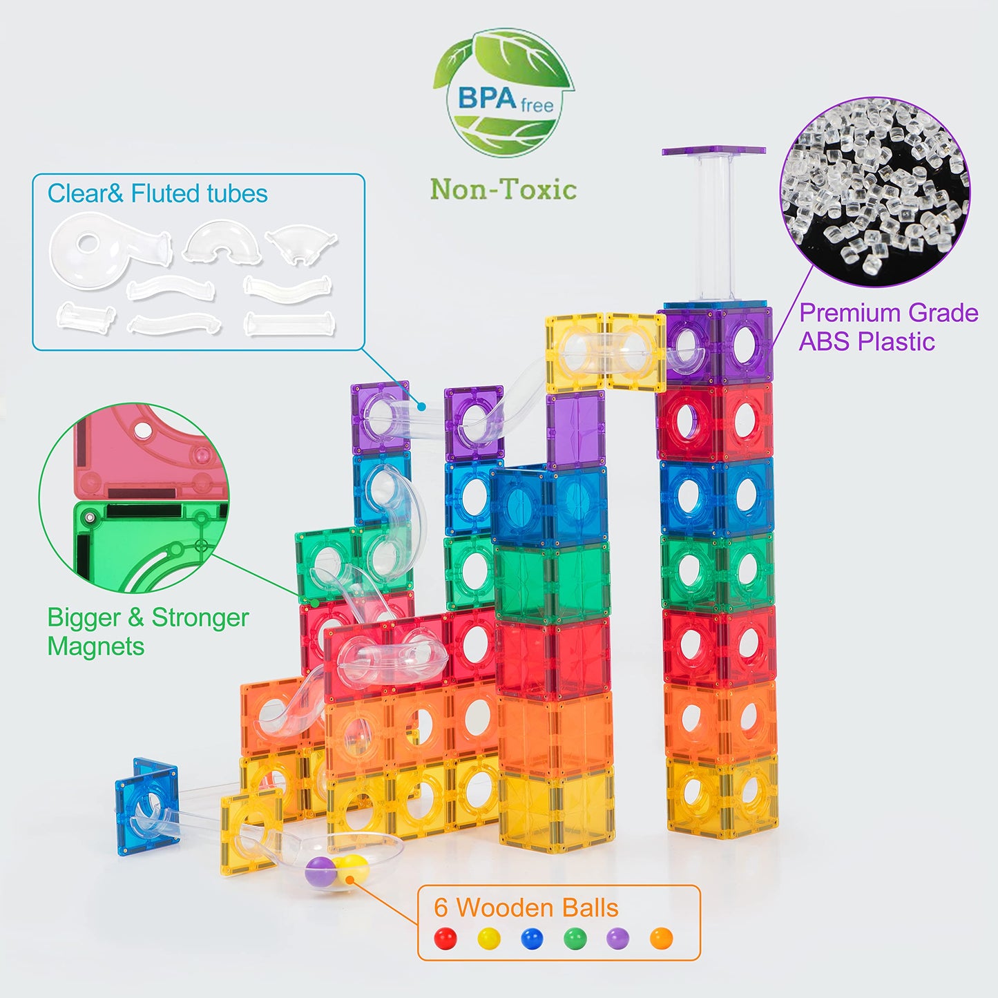 MEGAGONTILES 110PCS Premium Magnetic Tiles Set | STEM-Authenticated Magnetic Building Blocks | Educational Construction Toy for Kids Ages 3–8 (Boys & Girls)