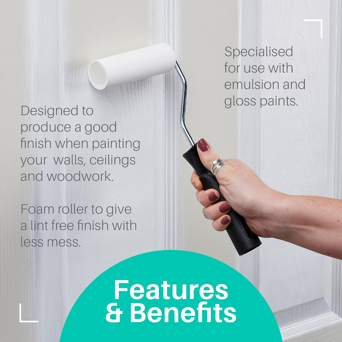 Harris Essentials Mini Roller Set, Walls & Ceilings, Tray and Frame, 4” Emulsion & Gloss Roller Sleeves
