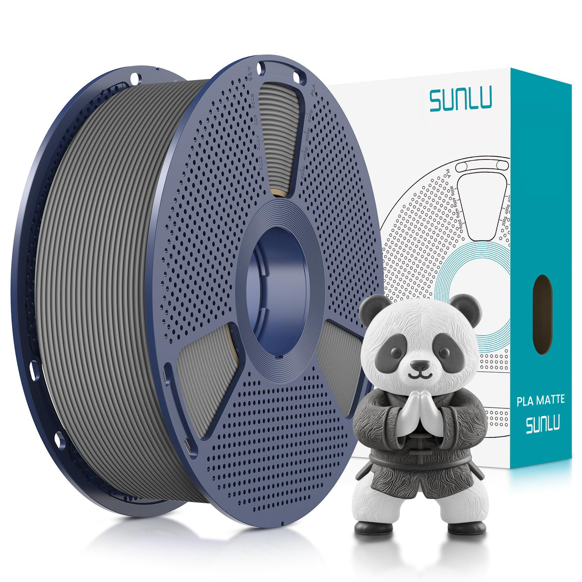 SUNLU Matte PLA 3D Printer Filament 1.75mm, Matte Black 1KG