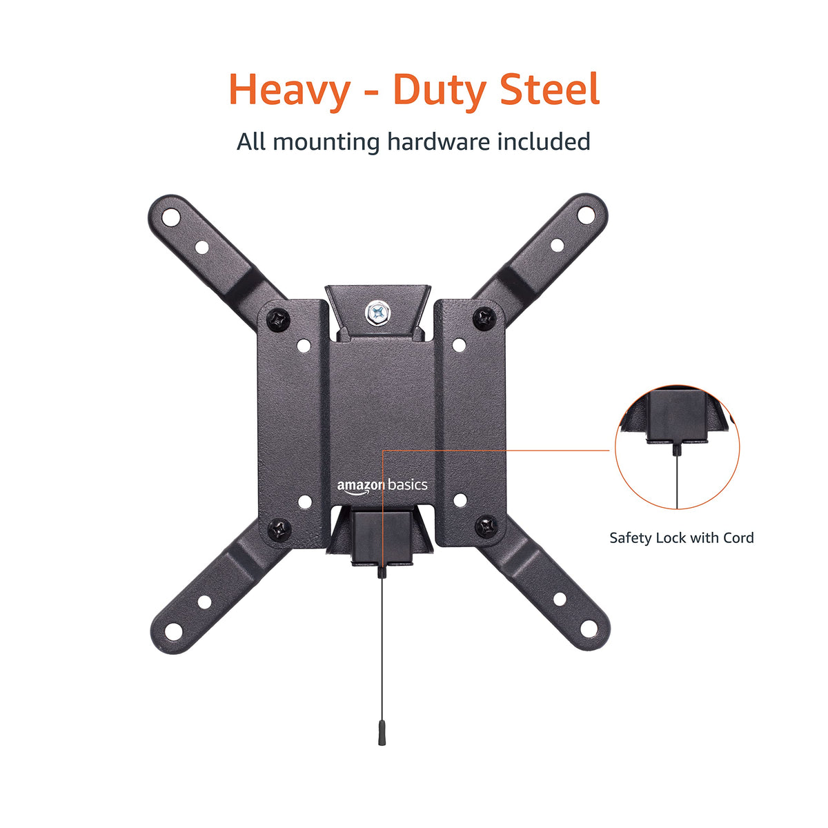 Amazon Basics TV Wall Mount, Full Motion Swivelling Tilting TV Bracket for 12-40 Inch Flat and Curved TV or Monitor up to 36 kg, Max VESA 200x200 mm, Black