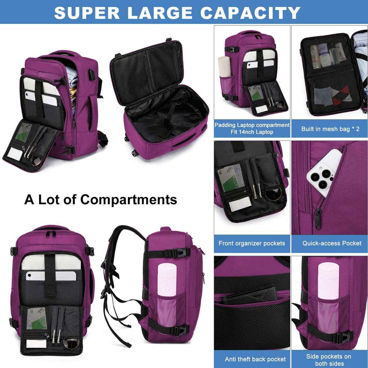 Ryanair Cabin Bags 40x30x20 Underseat 24L Small Travel Backpack Cabin Size