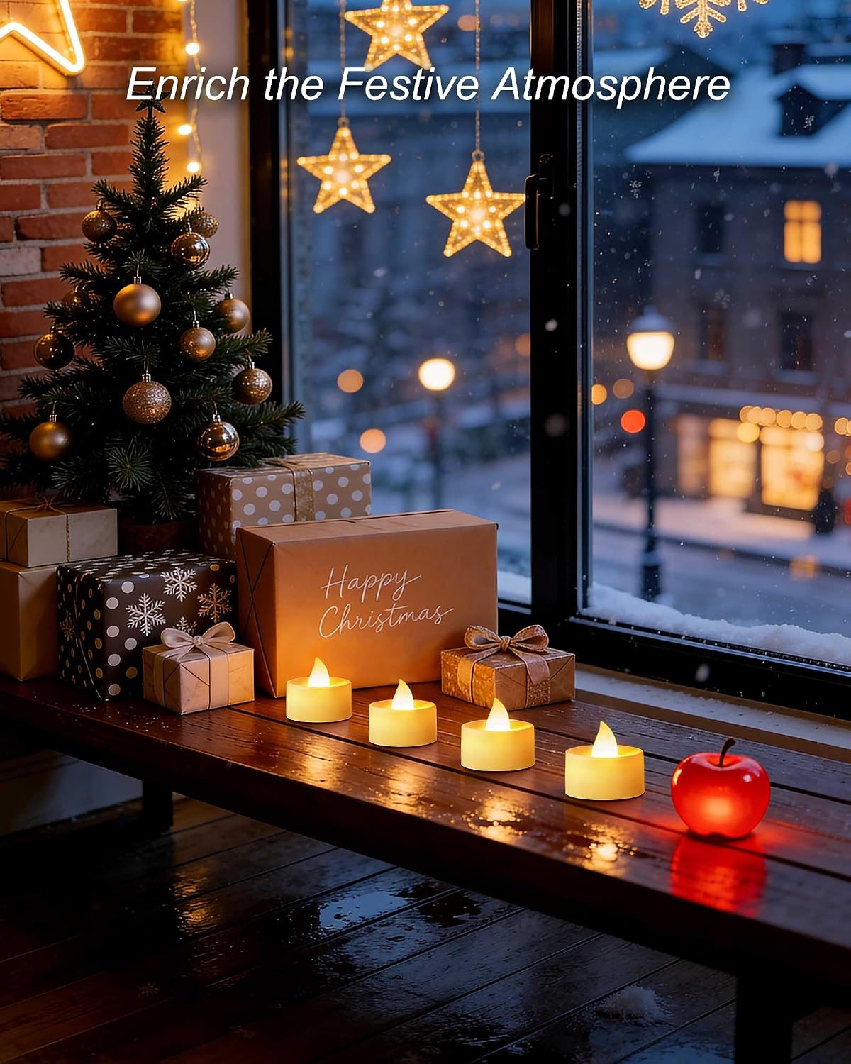 Homemory Led Battery Operated Tea Lights, Fake Electric Flickering Candles