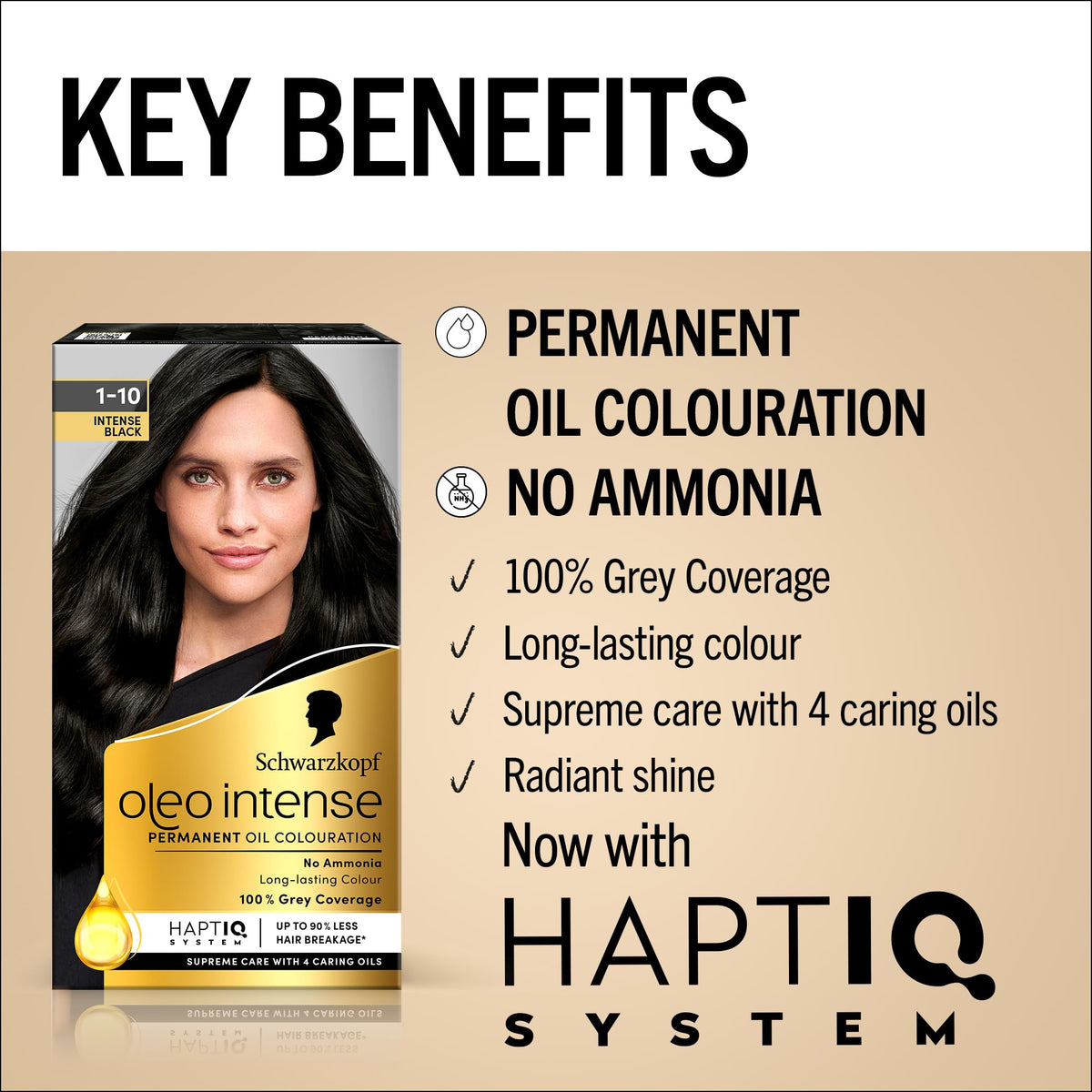Schwarzkopf Oleo Intense Permanent Hair Colour 4-60 Gold Brown | Ammonia Free Oil Hair Dye | 100% Grey Coverage | Long-Lasting Rich Colour | With HaptIQ System & Caring Oil Mask (Pack of 2)