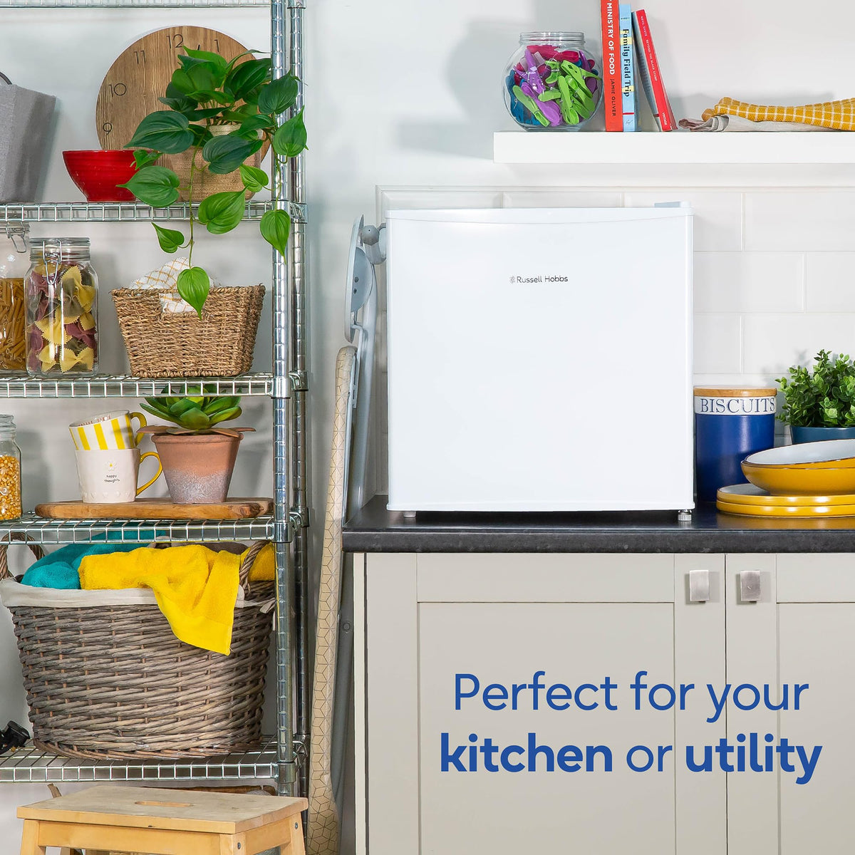 Russell Hobbs Mini Freezer 31 Litre Capacity Black Freestanding Table Top Small Freezer with Adjustable Feet, Removable Shelf & Reversible Door RHTTFZ0E1B