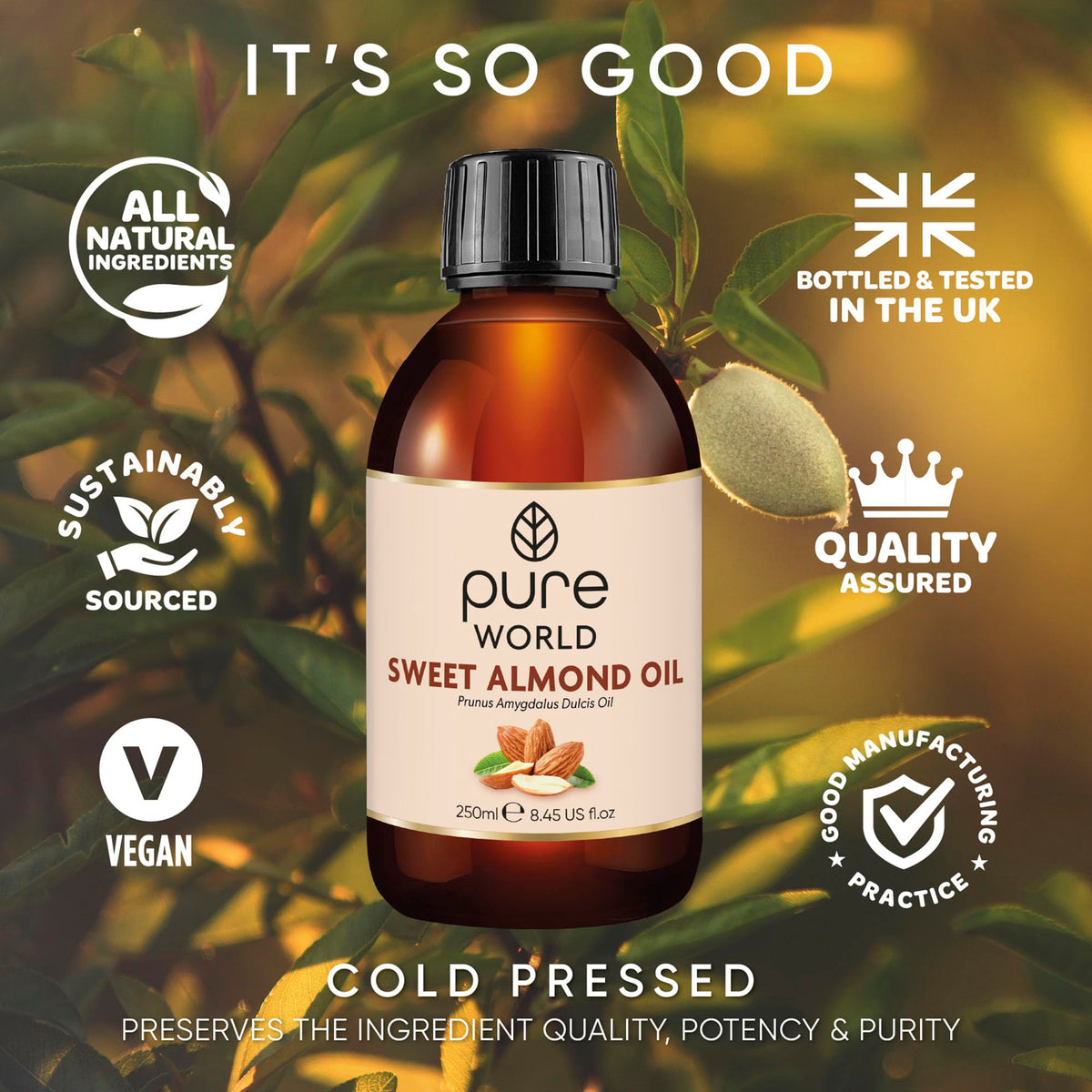 Pure World Natural Castor Oil 250ML Cold & Freshly Pressed 100% Pure and Undiluted Hexane Free Nourish Your Skin and Hair Eyebrows, Nails, Beard, Hair, Eyelash Growth Food Grade