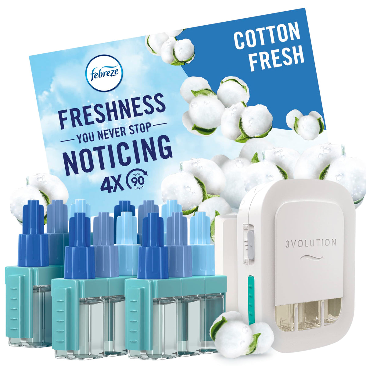 Febreze 3Volution Air Freshener Plug in Starter Kit Pet Fresh Scent 4x20ML