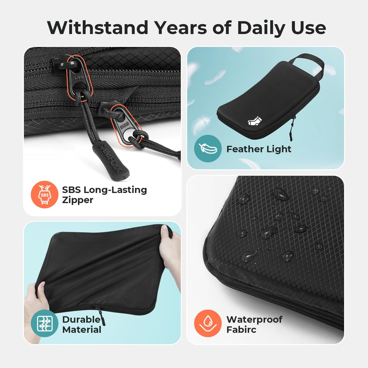 Samfolk Compression Packing Cubes for Suitcases Packing Cubes Compression Set Waterproof Suitcase Organiser Bags for Travel Suitcase Luggage Packing Organizer Bags Travel Essentials Black 8 Set