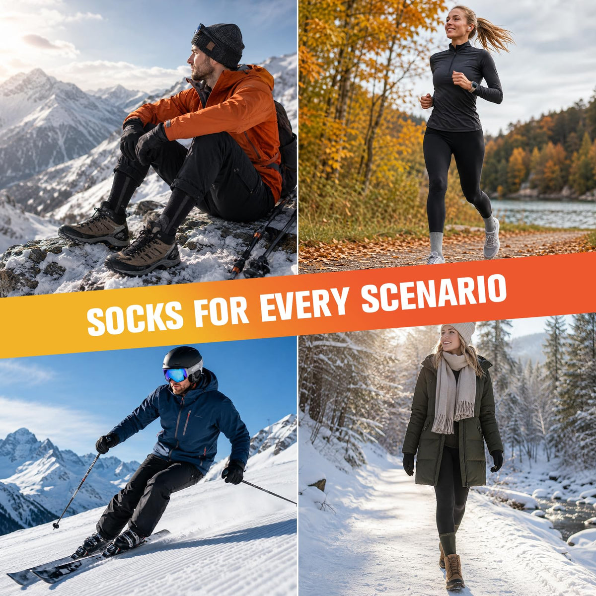 Merino Wool Hiking Socks for Men Women, Thermal Thick Warm Socks