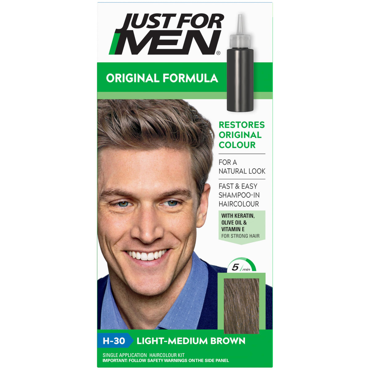 Just for men Original Formula Dark Brown Black Hair Dye, Restores Original Colour for a Natural Look H45