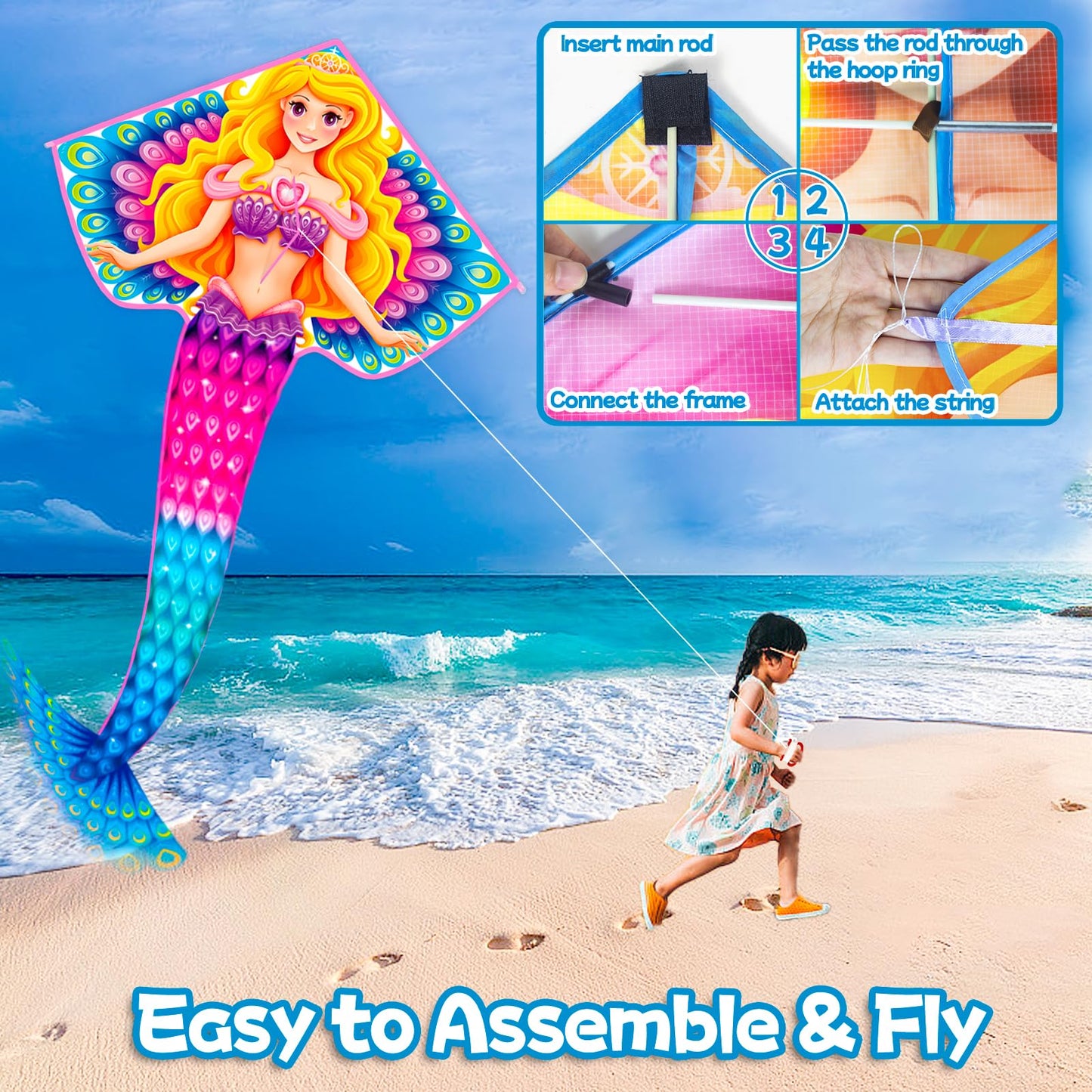 YongnKids Huge Kite Kids Easy to Fly for Ages 4-8 Children and Adults|Beginners, with 328ft String & Spool, Gift Packaging, Outdoor Games Flying Toys
