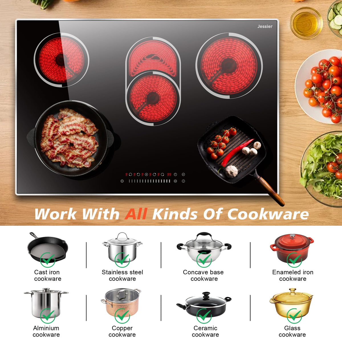 Portable Ceramic Hob, Pulg in Single Electric Hob 3600W