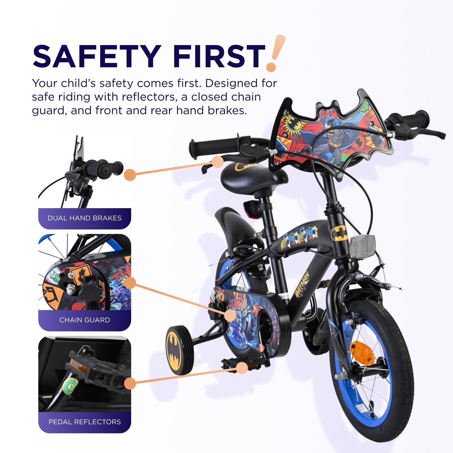 Volare Official Marvel Spider-Man Kids Bike 12" with Stabilisers — Ages 3-4
