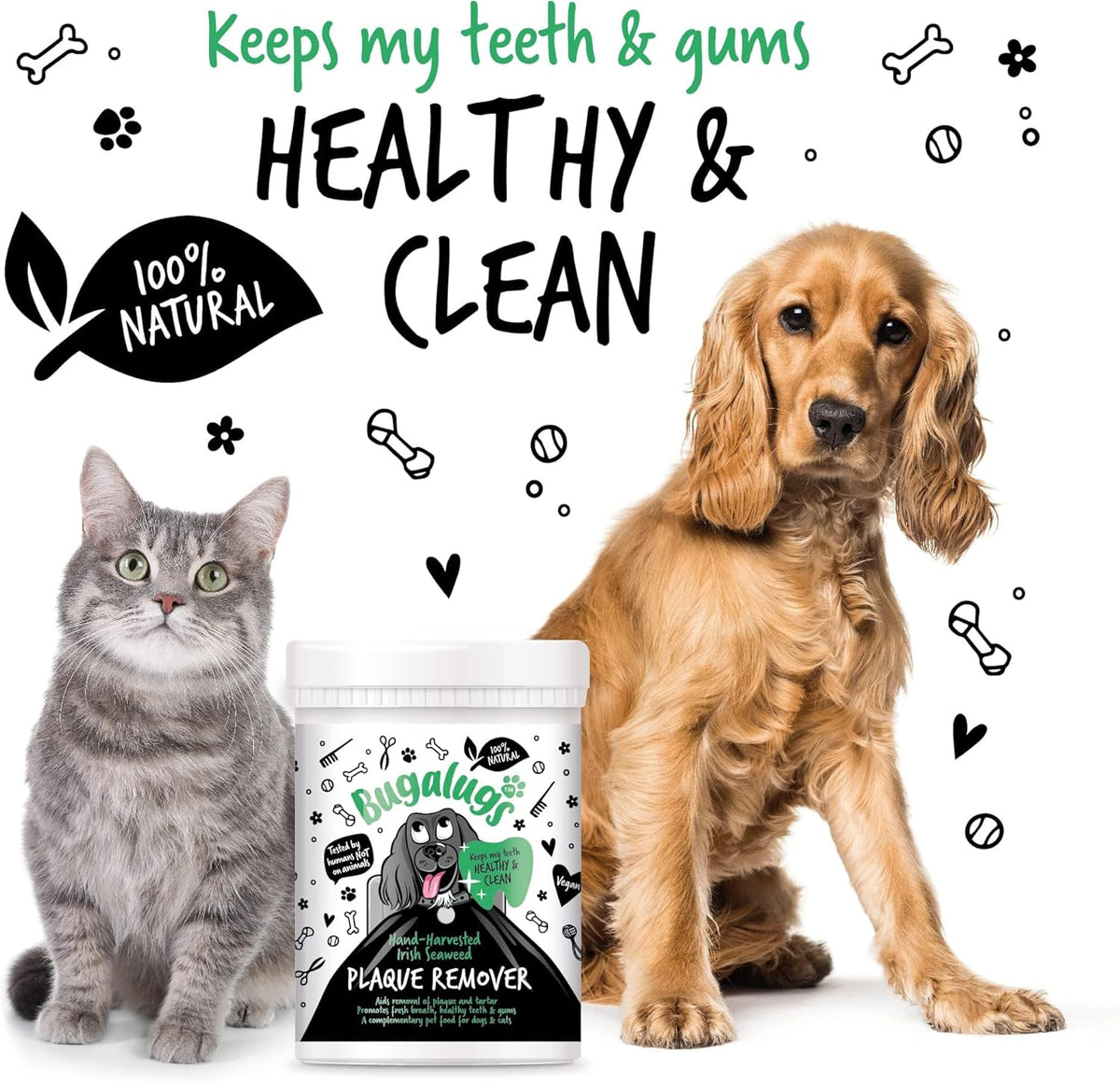 BUGALUGS Plaque Off Remover for Dog 70g Teeth & Bad Breath 100% Natural | Plaque Off Dogs No Need for Dog Toothbrush or Dog Toothpaste | Remove Dog Bad Breath & Plaque Remover for Dogs & Cats