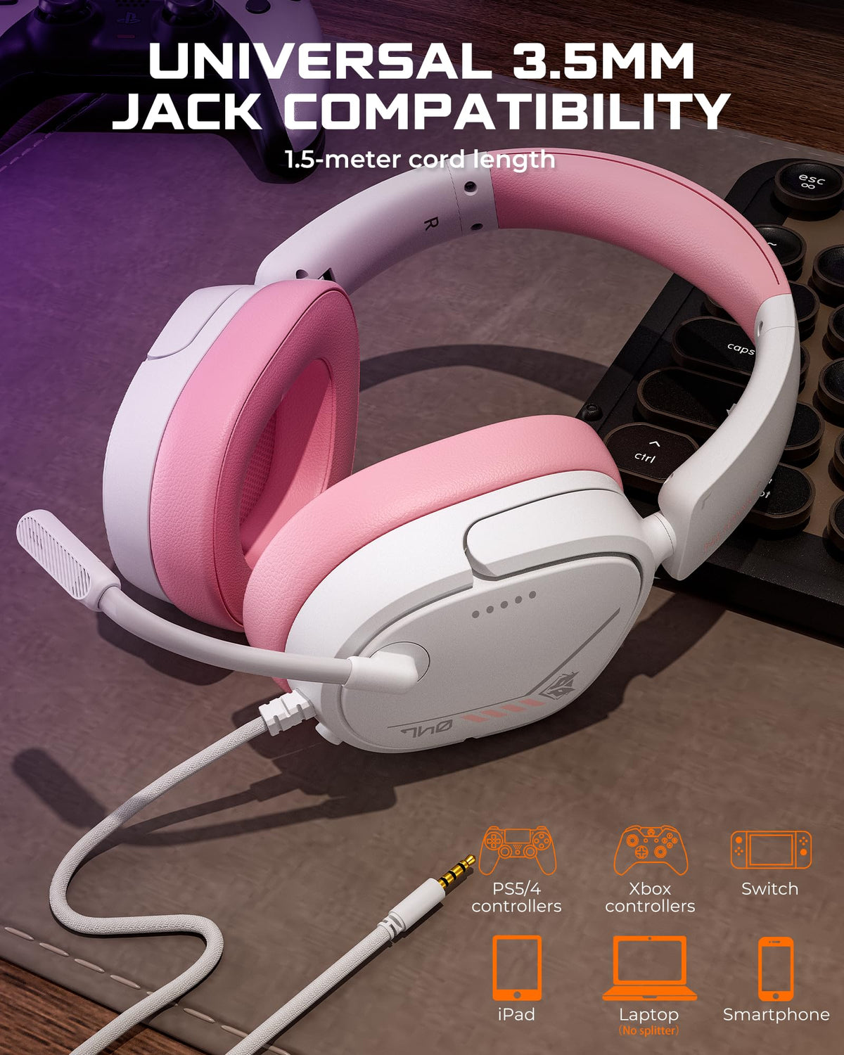 NUBWO HG04L Gaming Headset for PS5/PS4, Xbox Series X|S/Xbox One, Switch – 250g Lightweight, Clear Unidirectional Mic, Soft Memory Earmuffs, 3.5mm Jack for Gaming & Work