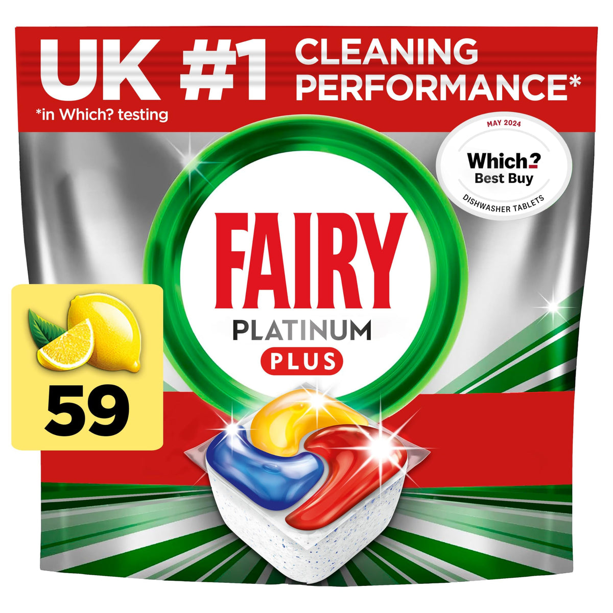 Fairy Platinum Plus Dishwasher Tablets Lemon, 65 Capsules